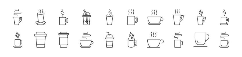 Coffee or Tea Cup Related Line Icons for Web Sites, Books, Cards, Apps. Editable Stroke. Suitable for Web Sites, Books, Cards, Apps vector