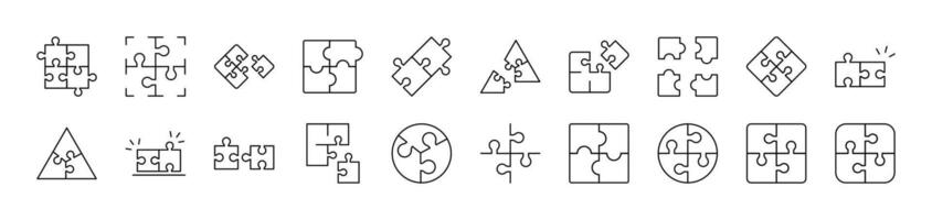 Puzzle Related Line Icon Collection. Editable Stroke. Perfect for Infographics, Articles, Books, Flyers, Banners vector