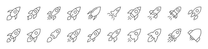 Spaceship Simple Icon Collection. Editable Stroke. Perfect for Infographics, Articles, Books, Flyers, Banners vector