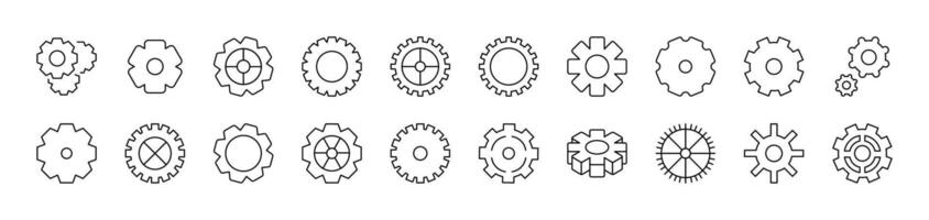 Gear and Cogwheel as Mechanism Related Image Collection. Editable Stroke. Perfect for Infographics, Articles, Books, Flyers, Banners vector