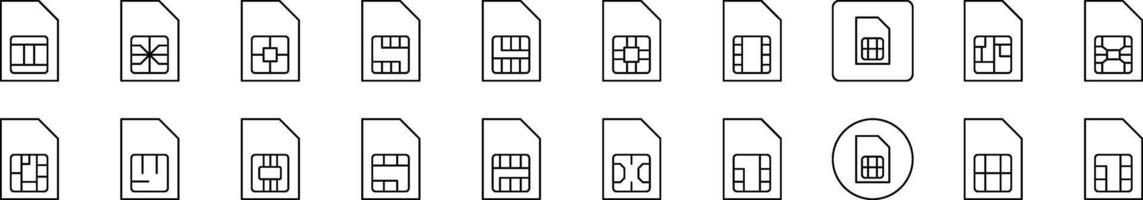 Chip Line Icon Set. Editable Stroke. Minimalistic Linear Pictogram for Design of Cards, Apps, Banners, Posts vector