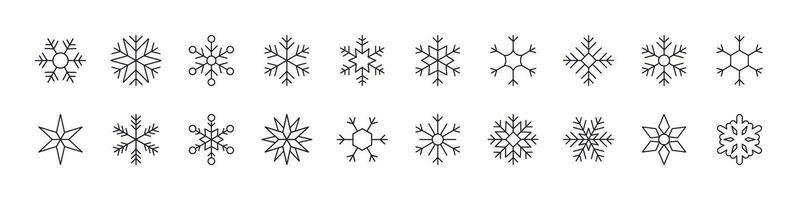 Set of Line Icons of Snowflakes. Editable Stroke. Minimalistic Linear Pictogram for Design of Cards, Apps, Banners, Posts vector