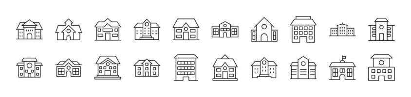 Building Thin Icons Collection. Editable Stroke. Suitable for Web Sites, Books, Cards, Apps vector