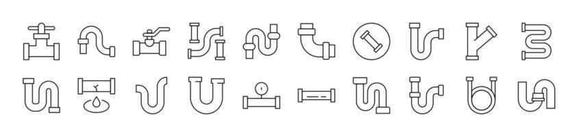 Pipe Simple Isolated Line Icons Collection. Editable Stroke. Suitable for Web Sites, Books, Cards, Apps vector