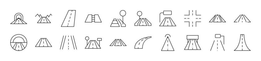 Road Simple Isolated Line Icons Collection. Editable Stroke. Suitable for Web Sites, Books, Cards, Apps vector