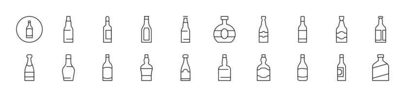 Bottle Collection of Thin Icons. Editable Stroke. Suitable for Web Sites, Books, Cards, Apps vector
