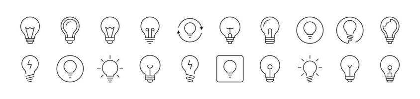 Light Bulb, Lamp Line Icon Collection. Editable Stroke. Perfect for Infographics, Articles, Books, Flyers, Banners vector