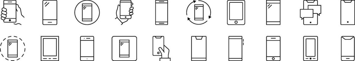 Smartphone Line Icon Set. Editable Stroke. Minimalistic Linear Pictogram for Design of Cards, Apps, Banners, Posts vector