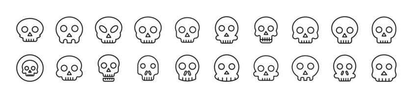 Skull Icon Set for UI, Placards, Books, Apps. Editable Stroke. Suitable for Web Sites, Books, Cards, Apps vector