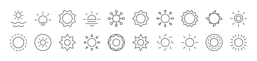 Sun as Symbol of Nature and Weather Related Icon Set. Editable Stroke. Suitable for Web Sites, Books, Cards, Apps vector