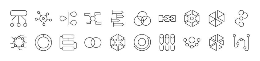Hierarchy Related Icon Set. Editable Stroke. Suitable for Web Sites, Books, Cards, Apps vector