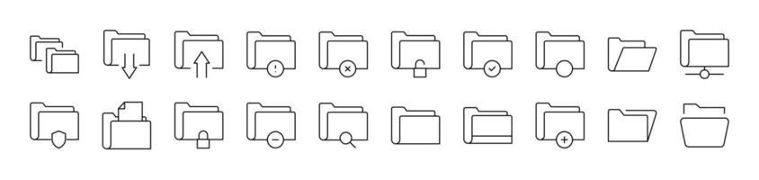 Computer Folder Simple Isolated Line Icons Collection. Editable Stroke. Suitable for Web Sites, Books, Cards, Apps vector