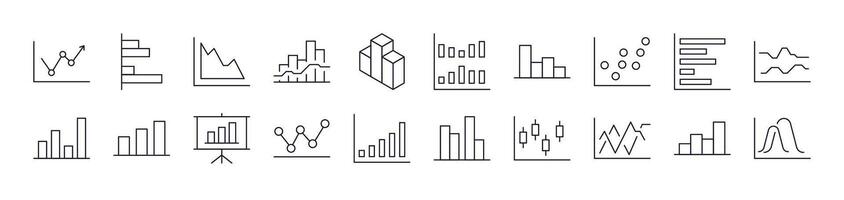 Progress Bar, Growth, Diagram Outline Icon Collection. Editable Stroke. Perfect for Infographics, Articles, Books, Flyers, Banners vector
