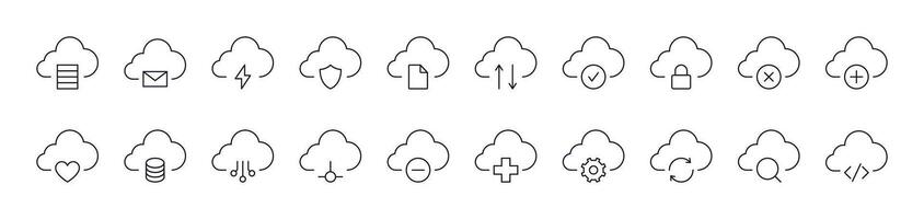 Arrows, Lock, Check etc in Cloud Store Outline Sign Collection. Editable Stroke. Perfect for Infographics, Articles, Books, Flyers, Banners vector