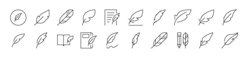 Feather Related Icon Set. Editable Stroke. Suitable for Web Sites, Books, Cards, Apps vector