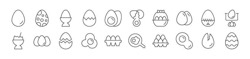 Collection of Outline Signs of Various Eggs Drawn with Thin Line for apps, web sites, banners, infographics and other types of design vector