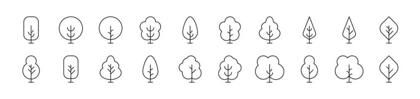 Tree and Forest Icon Set for UI, Placards, Books, Apps. Editable Stroke. Suitable for Web Sites, Books, Cards, Apps vector