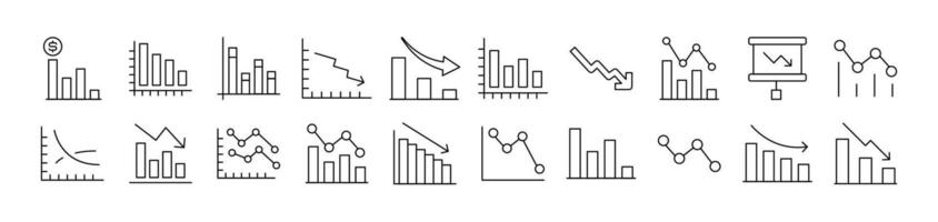 Collection of Icons of Arrow Down by Progress Bar Drawn with Thin Line for apps, web sites, banners, infographics and other types of design vector