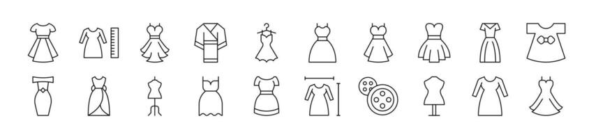 Collection of Images of Dress Drawn with Thin Line for apps, web sites, banners, infographics and other types of design vector