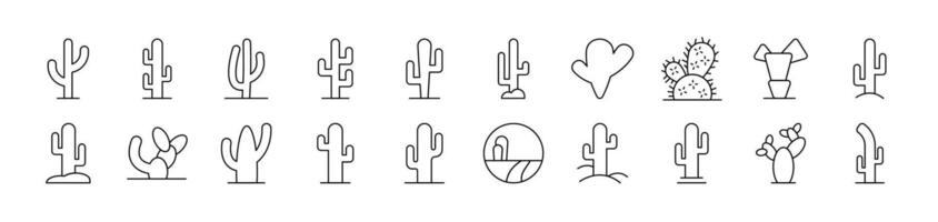 Cactus and Succulent Simple Isolated Line Icons Collection. Editable Stroke. Suitable for Web Sites, Books, Cards, Apps vector