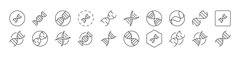 DNA Simple Isolated Line Icons Collection. Editable Stroke. Suitable for Web Sites, Books, Cards, Apps vector