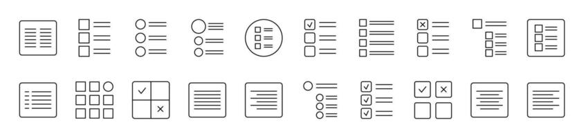 Menu and List in Interface Outline Icon Collection. Editable Stroke. Perfect for Infographics, Articles, Books, Flyers, Banners vector