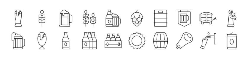 Beer Outline Picture Collection. Editable Stroke. Perfect for Infographics, Articles, Books, Flyers, Banners vector