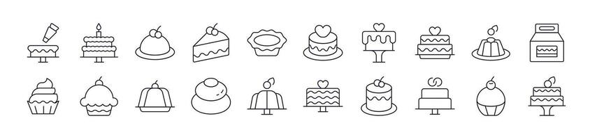 Cakes and Pastries Outline Icon Collection. Editable Stroke. Perfect for Infographics, Articles, Books, Flyers, Banners vector