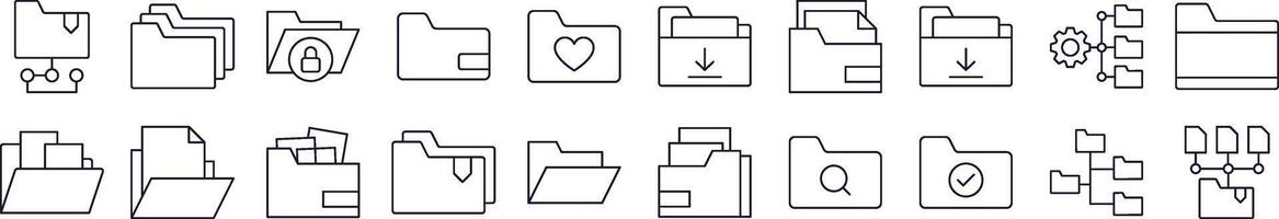 Computer Folder Line Icon Set. Editable Stroke. Minimalistic Linear Pictogram for Design of Cards, Apps, Banners, Posts vector