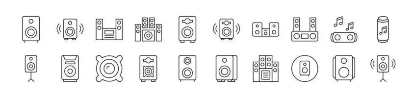 Collection of Line Icons of Music Center. Editable Stroke. Minimalistic Linear Pictogram for Design of Cards, Apps, Banners, Posts vector
