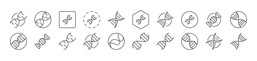 DNA Collection of Thin Icons. Editable Stroke. Suitable for Web Sites, Books, Cards, Apps vector