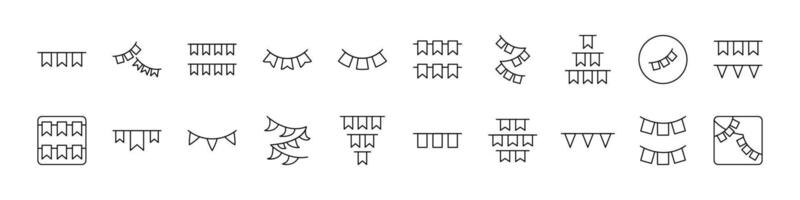 Garlands Related Icon Set. Editable Stroke. Suitable for Web Sites, Books, Cards, Apps vector