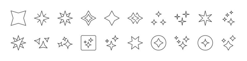 Sparkles and Stars Related Line Icons for Web Sites, Books, Cards, Apps. Editable Stroke. Suitable for Web Sites, Books, Cards, Apps vector
