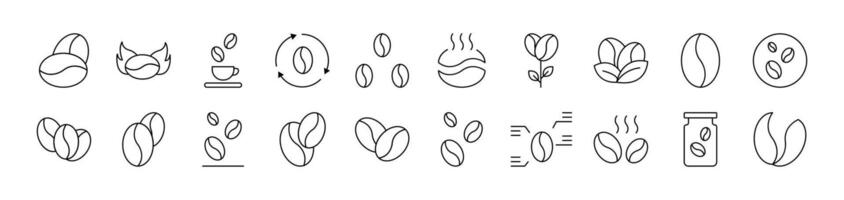 Coffee Grain Line Icon Bundle. Editable Stroke. Minimalistic Linear Pictogram for Design of Cards, Apps, Banners, Posts vector