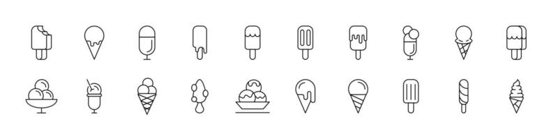 Ice Cream Related Line Icons for Web Sites, Books, Cards, Apps. Editable Stroke. Suitable for Web Sites, Books, Cards, Apps vector