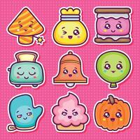 Charming Everyday Object Icons with Smiles vector