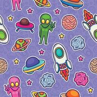 Playful Space Patterns with Cute Designs vector