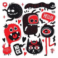 Charming and Funny Monster Doodles for Fun vector