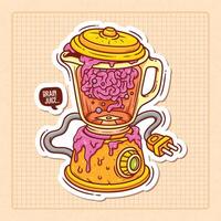 Brain In Blender Hand Drawn Color Doodle Illustration vector