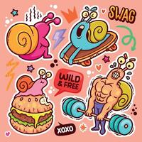 Creative and Playful Snail Sticker Collection vector