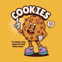 Cookie illustration. Cute hand drawn gingerbread cookie character with lettering. vector