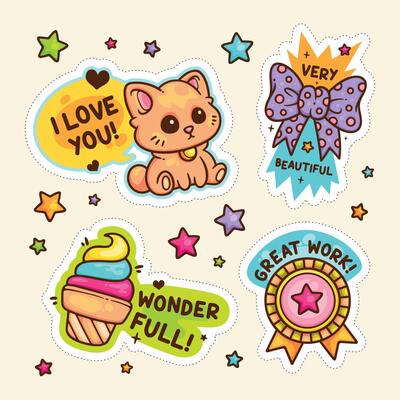 Cute and Motivational Sticker Collection Set