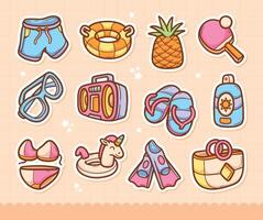 Cool and Fun Pool Party Icons Set vector