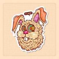 The Hypnotized Rabbit Hand Drawn Color Doodle Illustration vector