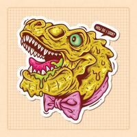 T-Rex Head With Bow Tie Hand Drawn Color Doodle Illustration vector