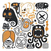 Cool and Expressive Monsters in Cute Doodles vector
