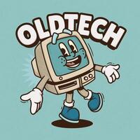 Cute classic computer cartoon characters styled like models vector