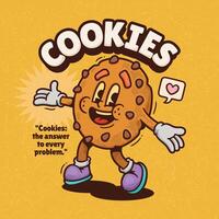 Cookies illustration of a chocolate chip cookie in cartoon style. vector