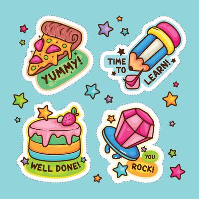 Vibrant Stickers Featuring Fun Little Phrases