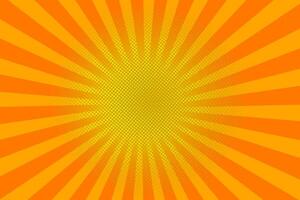 Sunburst yellow and orange color with halftone background vector